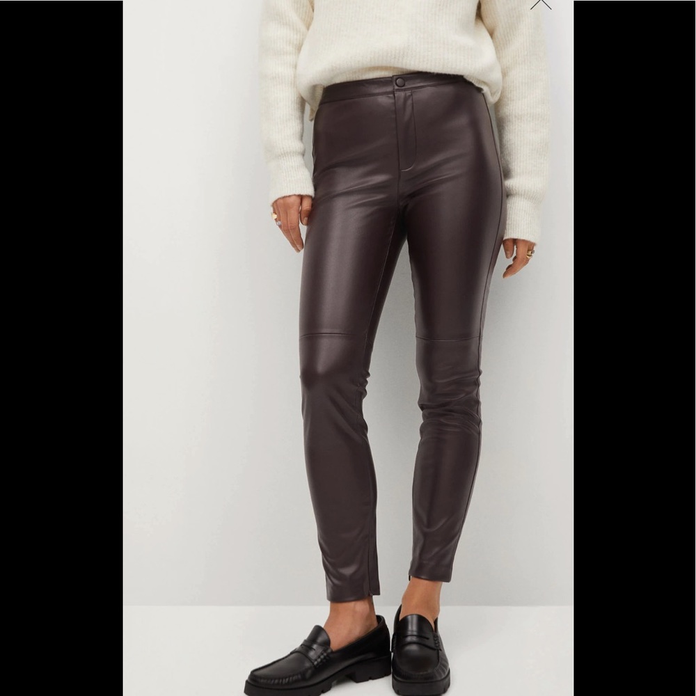 Mango wine colored leather pants